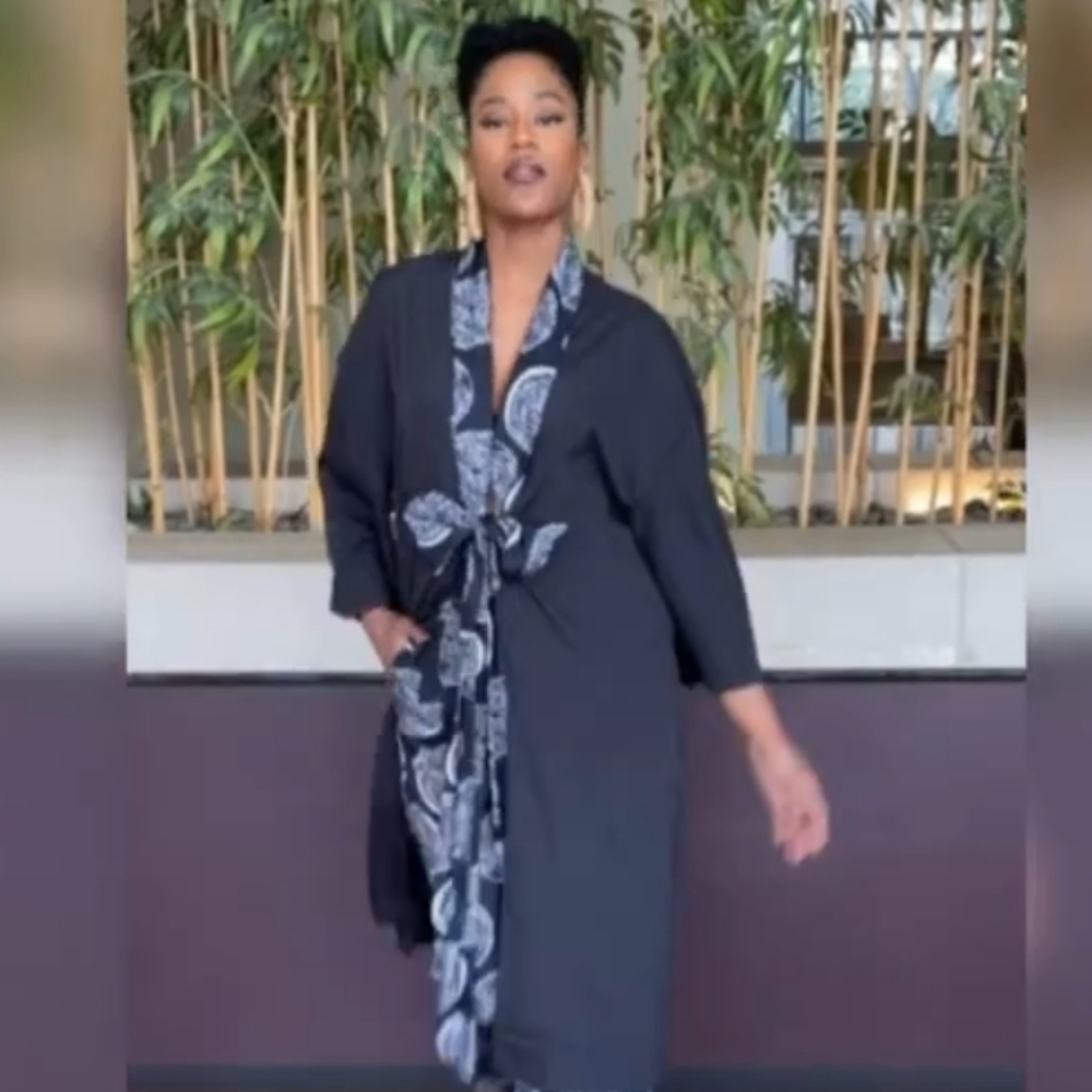 Chicnicity Tori Duster Kimona Long Sleeve Black & White 2X